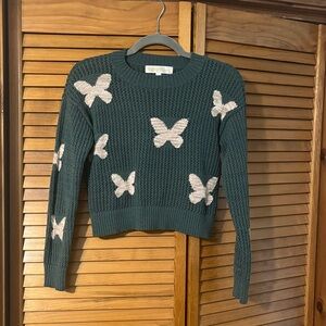 Open Knit Butterfly Pullover Sweater